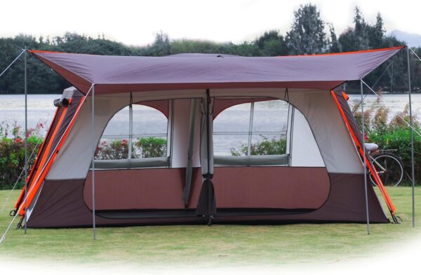 Extra Large Tent 10-12-14 Person(B),Family Cabin Tents,2 Rooms,3 Doors and 3 Windows with Mesh,Straight Wall,Waterproof,Double Layer,Big Tent for Outdoor,Picnic,Camping,Family Gathering - Image 2